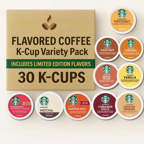 Starbucks Flavored Coffee K-Cup Variety Pack,30pcs, 10 Flavors  FiveandTwoEstore