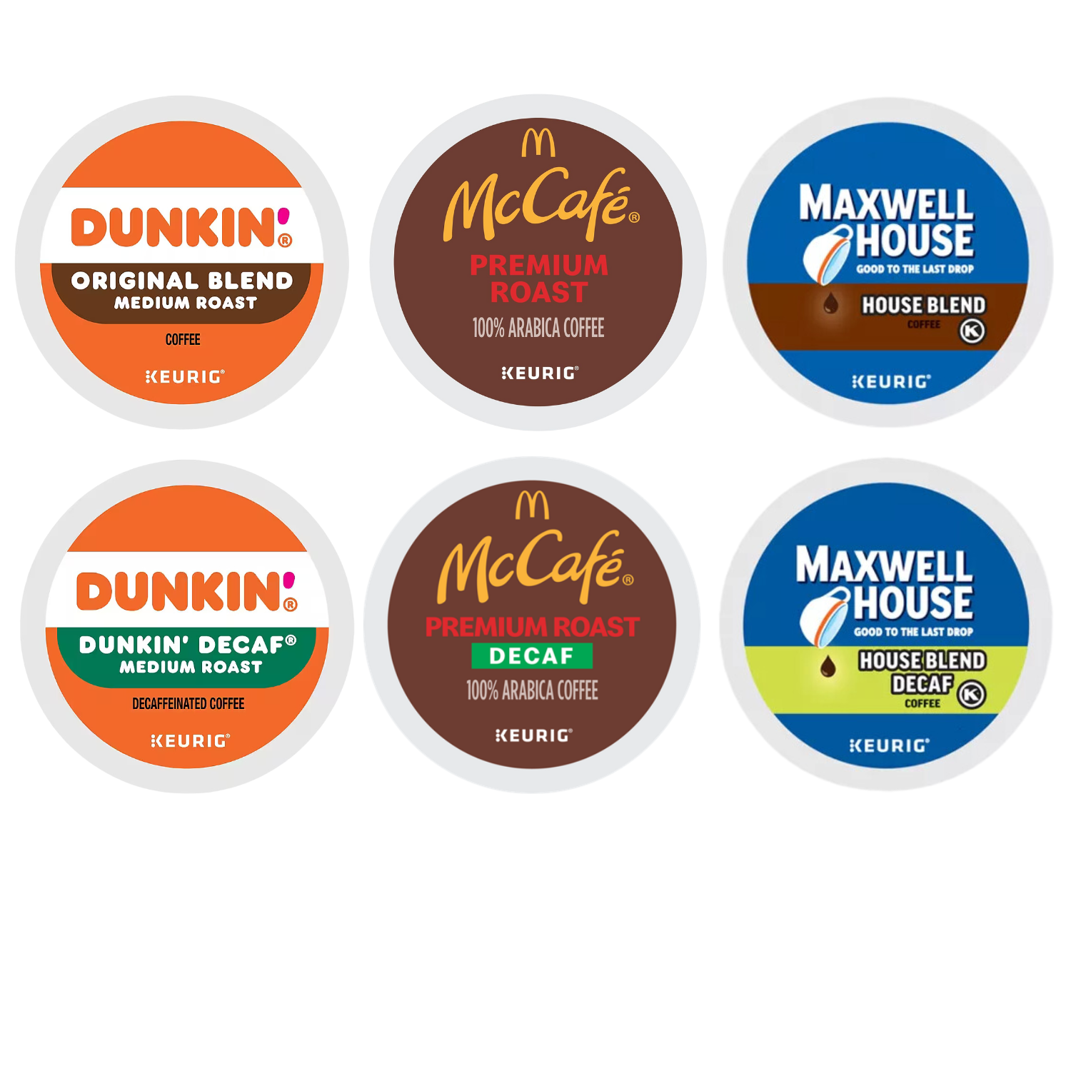 54CT Coffee K-Pods Variety Pack: Includes Dunkin Donuts, McCafe Maxwell House