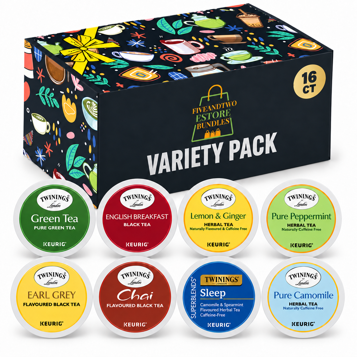 Twinings Tea K-Cup Variety Pack, 16 Count, 8 Flavors, in Unisex Gift Box