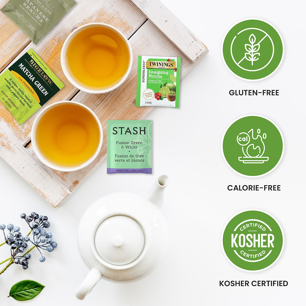 Thumbnail: Green Tea Variety Pack – Caffeinated and Decaf Green Tea Sampler Set, 54 pcs