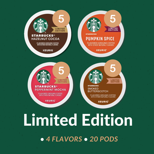 Starbucks Limited Edition Flavored Coffee Pods 4 Varieties 20ct K-Cup Box |  FiveandTwoEstore