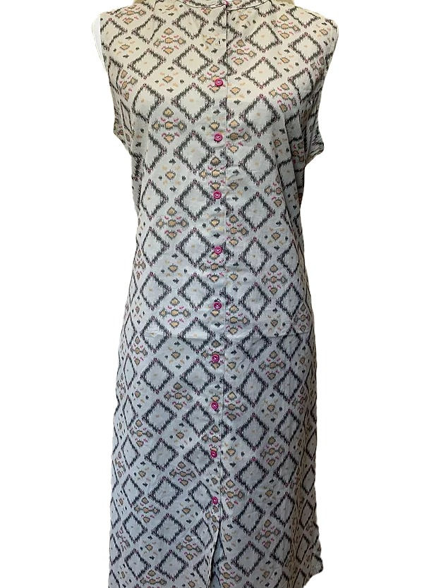 Grey Patola Print Cotton Kurti