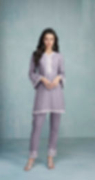 Lavender Whisper: Indo Western Attire with White Embroidery