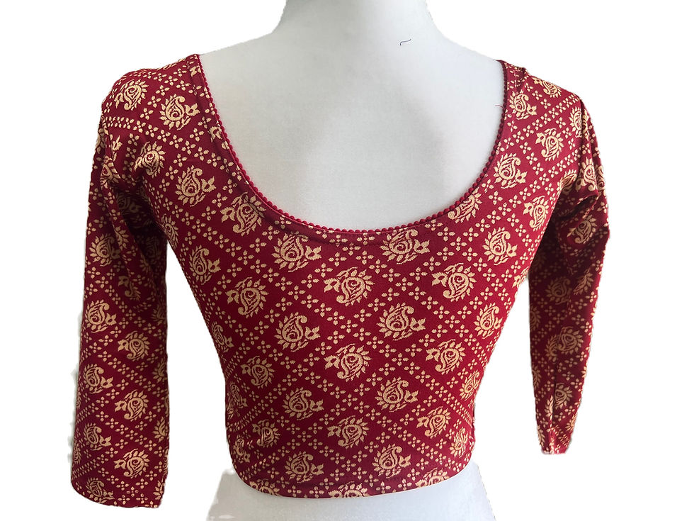 Thumbnail: Back of Red stretchable readymade blouse