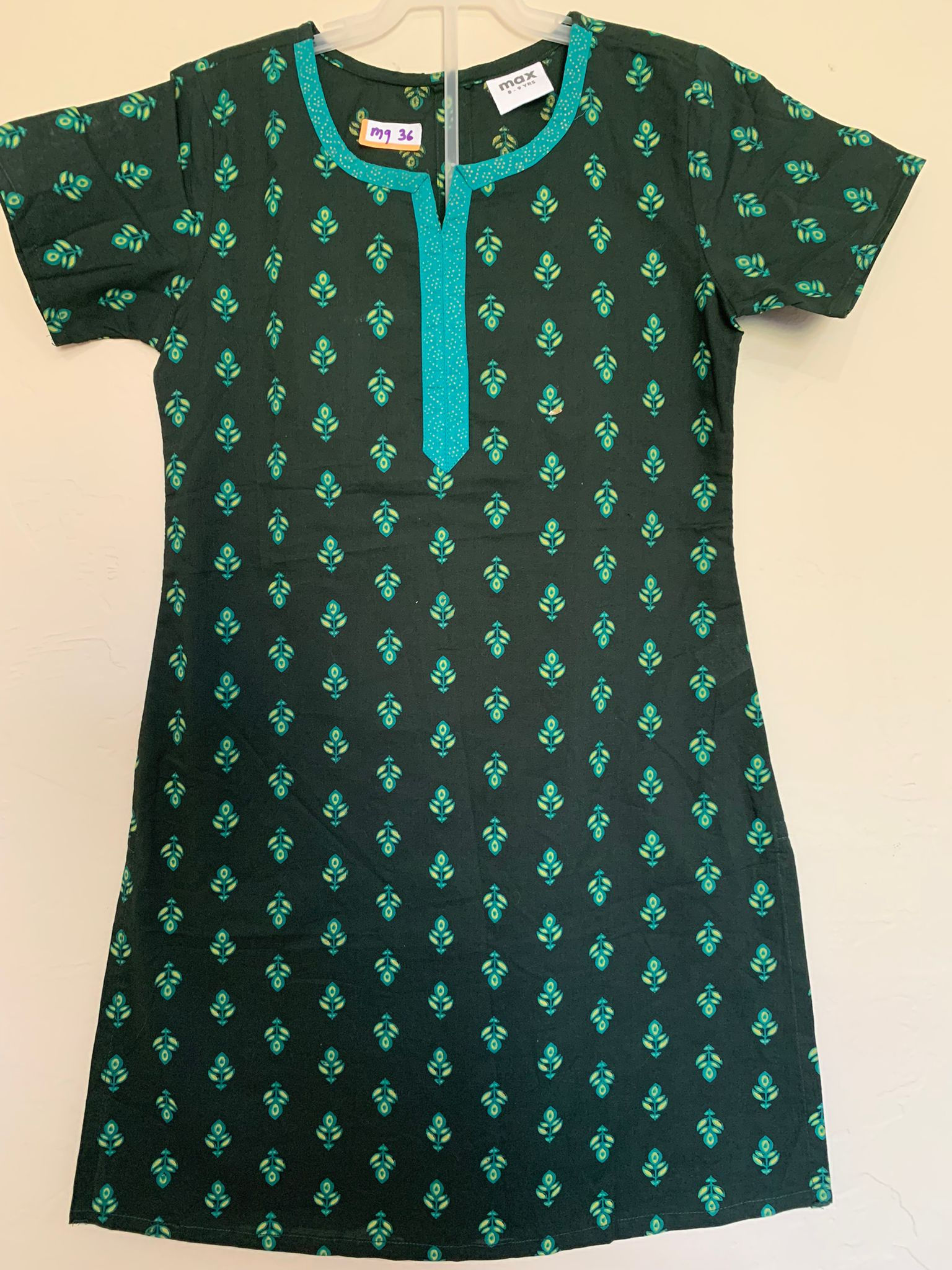 Green Cotton Girls Kurti