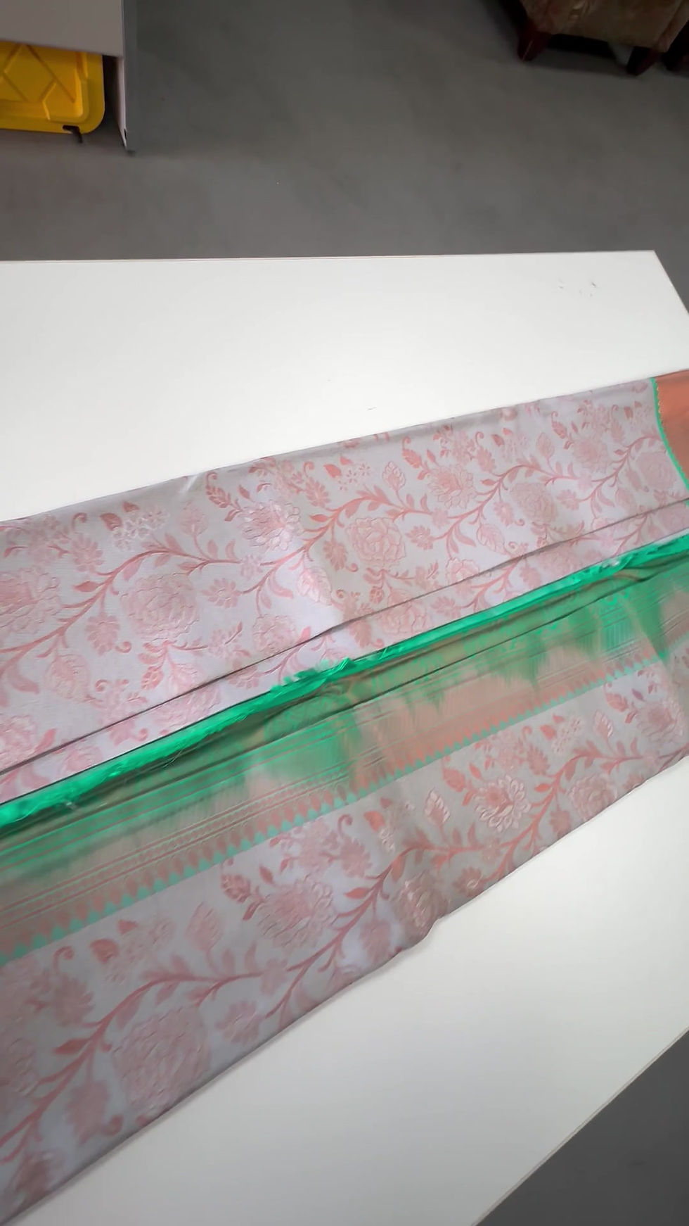 Thumbnail: Stunning Silver Soft Silk Saree with Mint Green Border