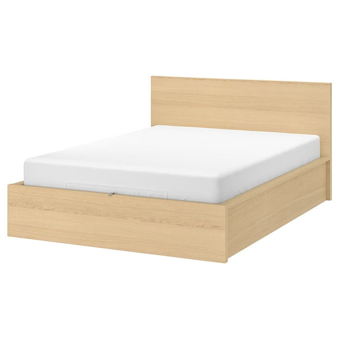 MALM Ottoman bed, white stained oak veneer, 160x200 cm (63x78 3/4 ")