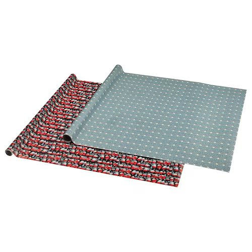VINTERFINT Gift wrap roll, mixed patterns blue/black, 3x0.7 m/2.10 m²x2 pieces (