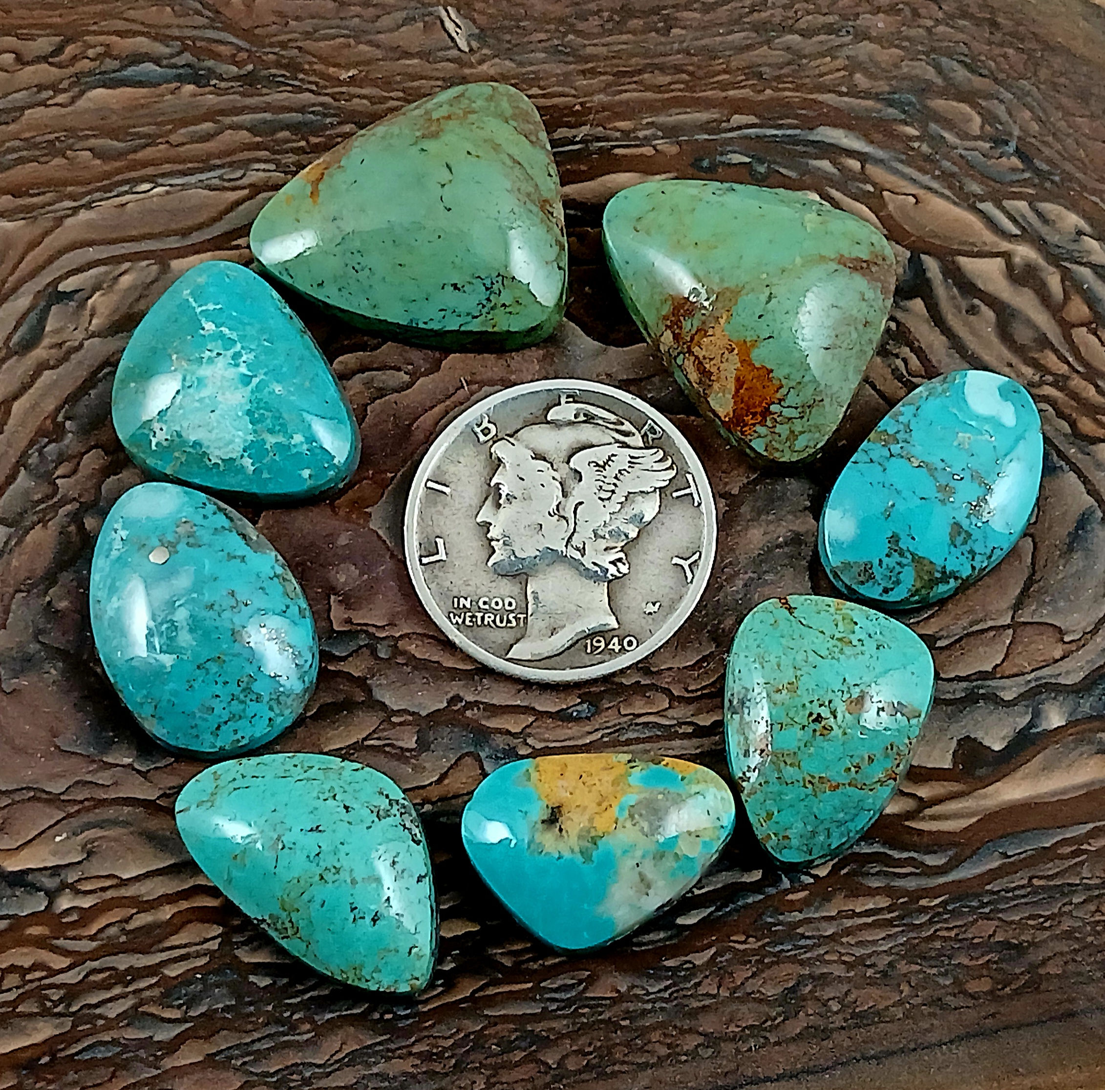 Mix of U.S. mines turquoise cabochons