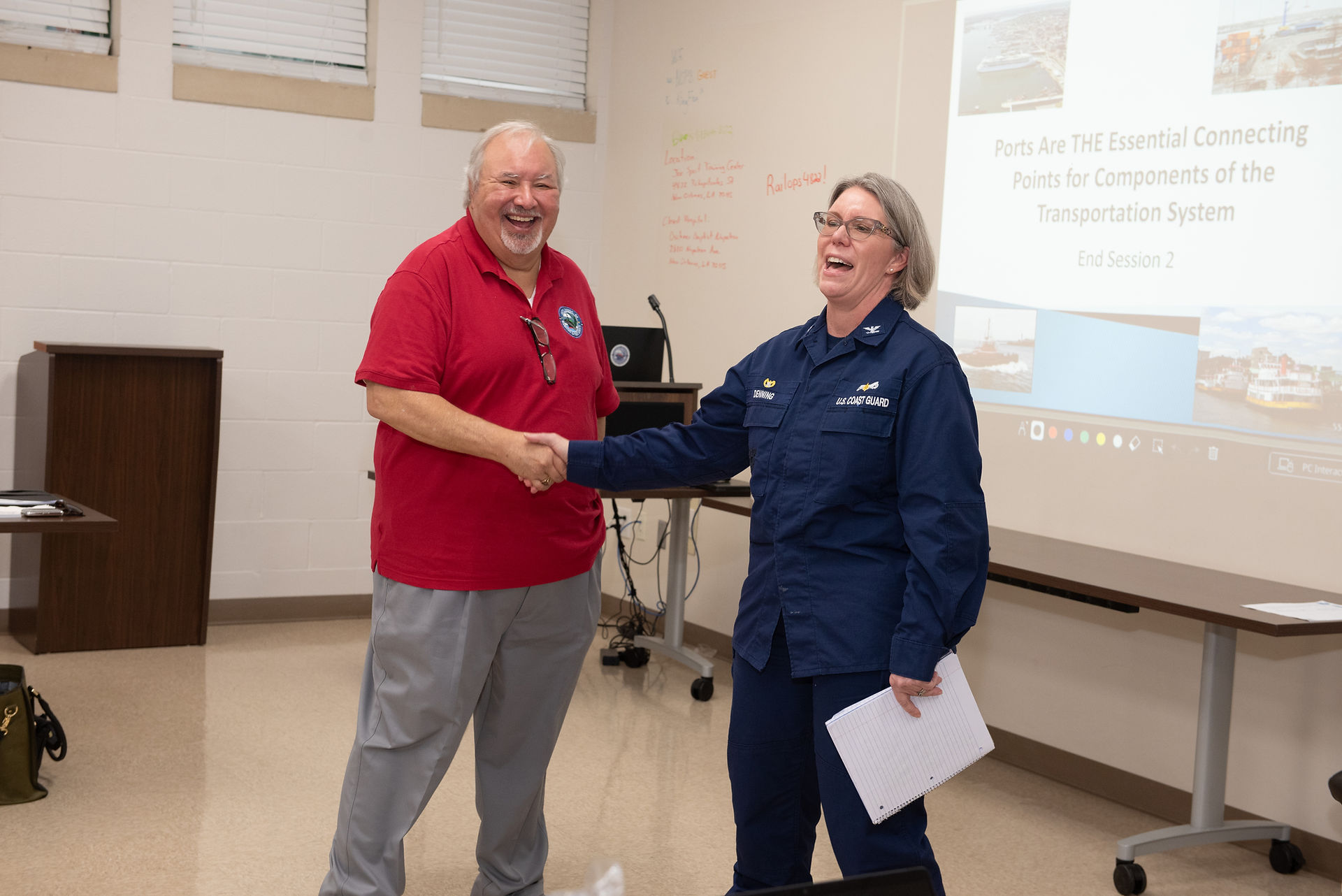 Capt. Monroe with Capt. Kelly Denning, USCG