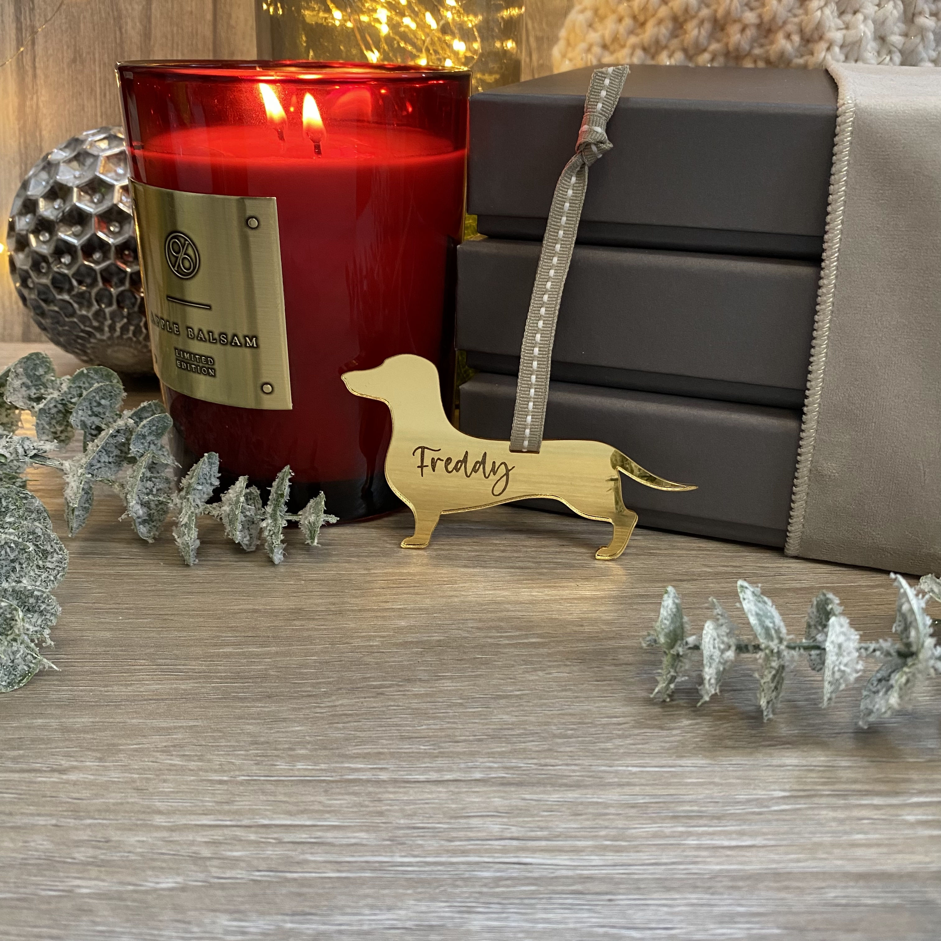 Personalised Dog Christmas Tree Decoration - gold