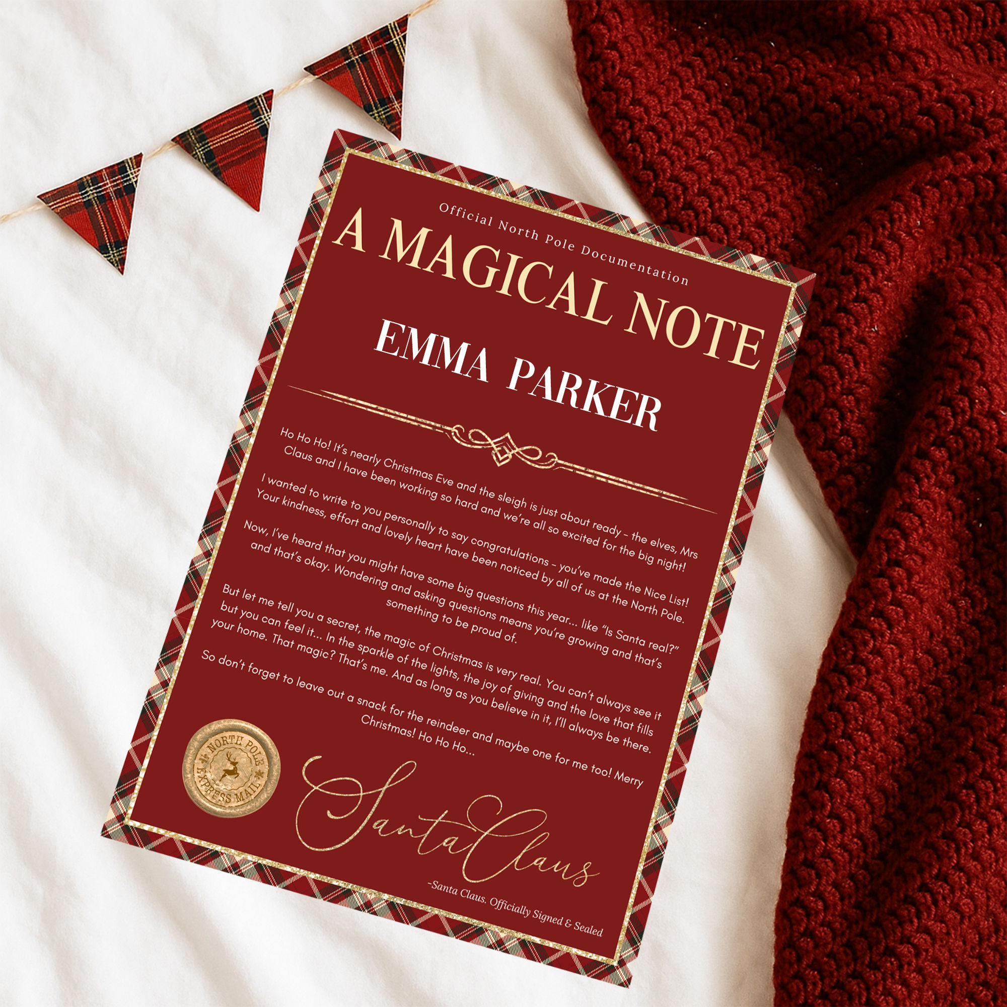 Tartan Trim Magical Christmas Letter From Santa Claus