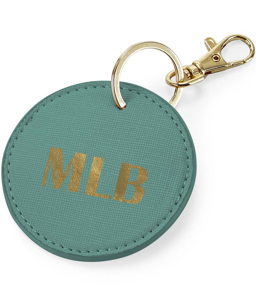 Thumbnail: Wedding party monogram leather look keyring - round