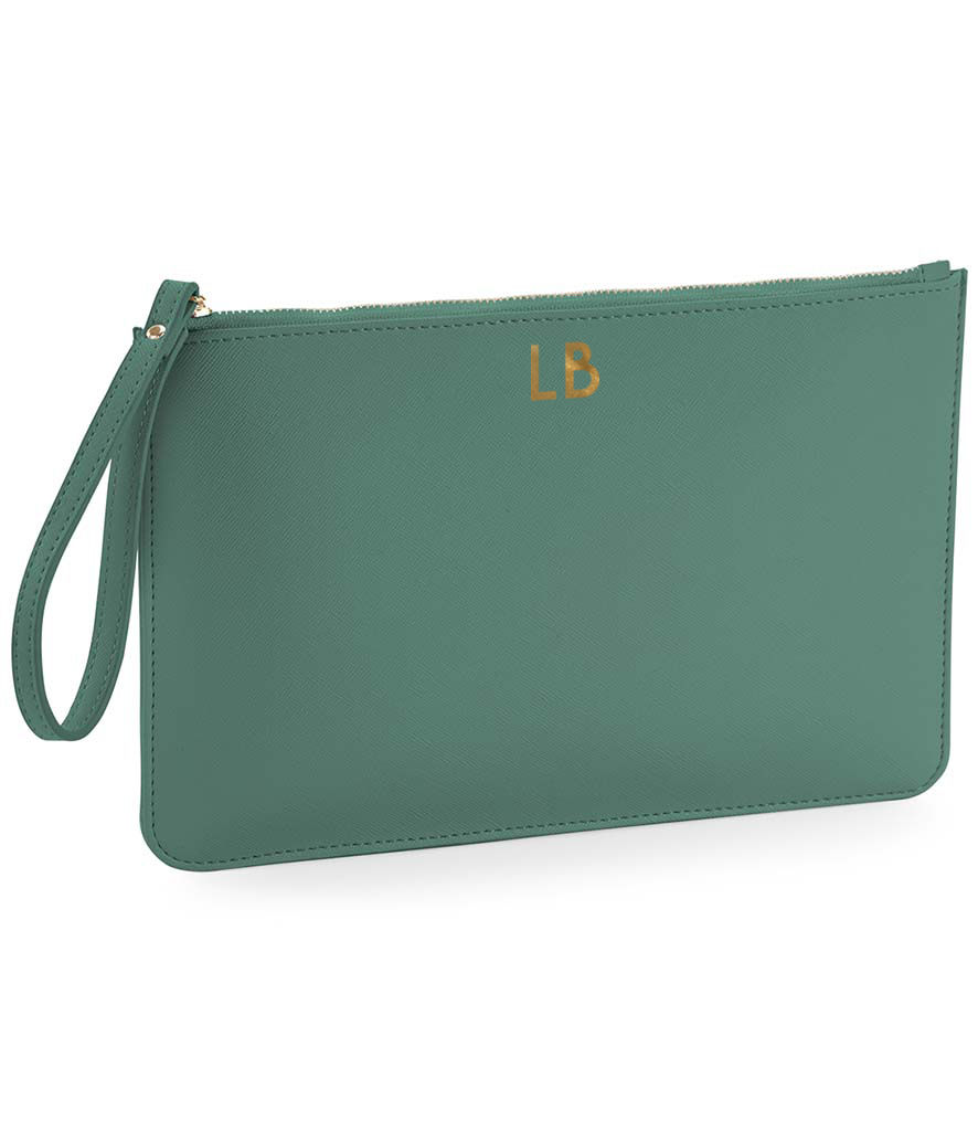 Thumbnail: Personalised monogram leather look flat pouch