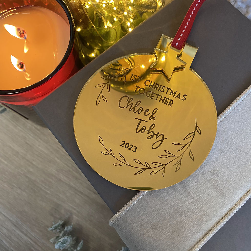 Thumbnail: Personalised Gold Mirror Round Christmas Decoration 2023