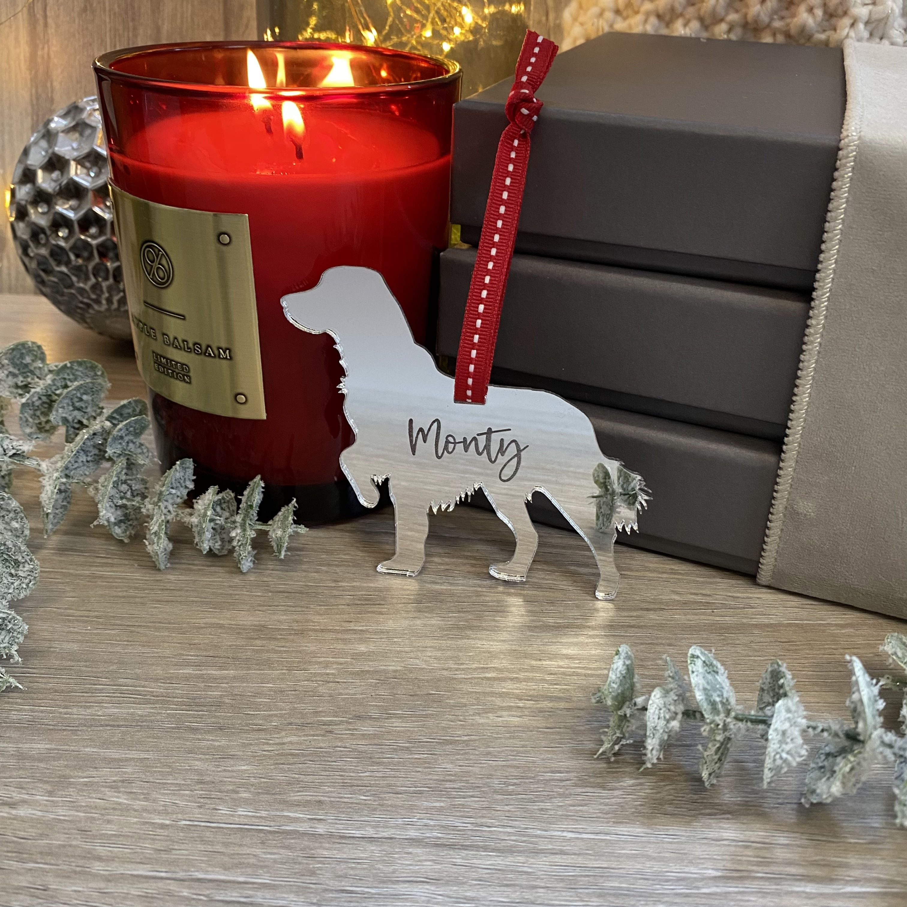 Personalised Dog Christmas Tree Decoration - silver