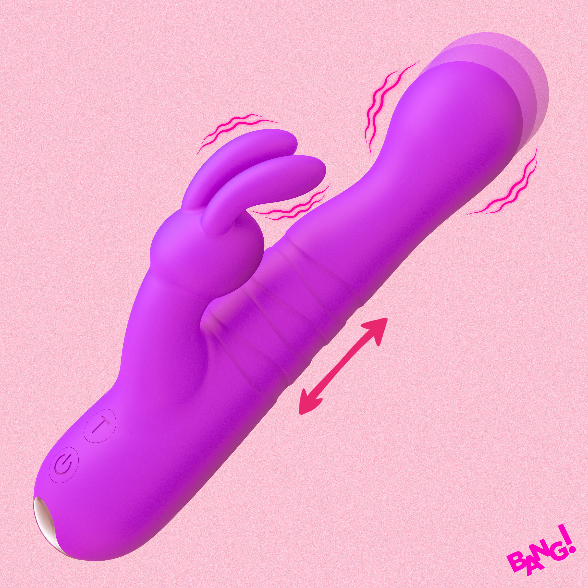 Thrusting Silicone Rabbit Vibrator - Purple