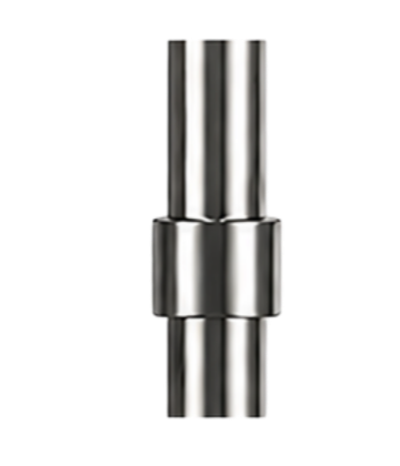 Metallic cylindrical Guard ++ adapter on black background