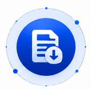 Document download icon on blue circular background