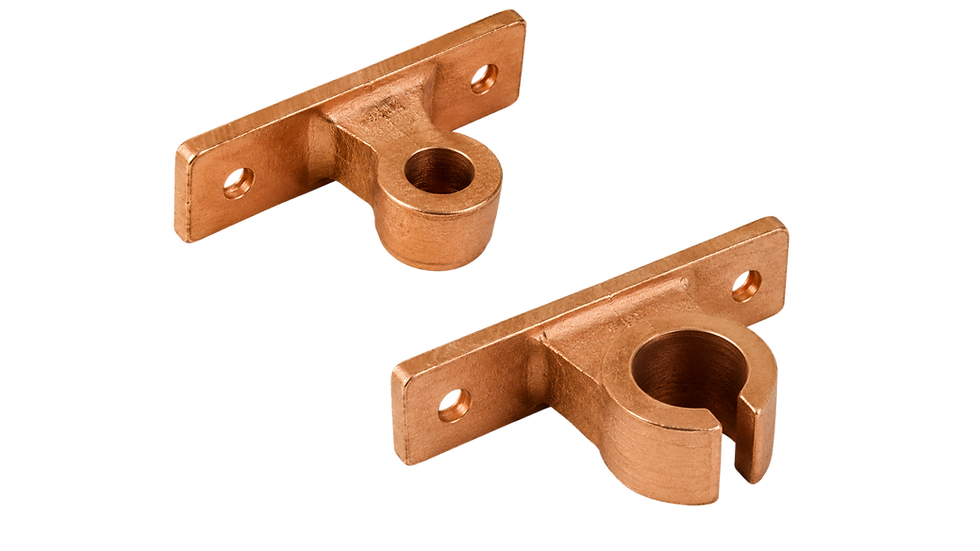 Bronze four-way connector accessory for rods or poles.