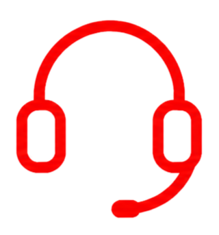 Red headset icon for customer support contact