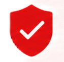 Red shield icon with a white checkmark for lightning arrester safety
