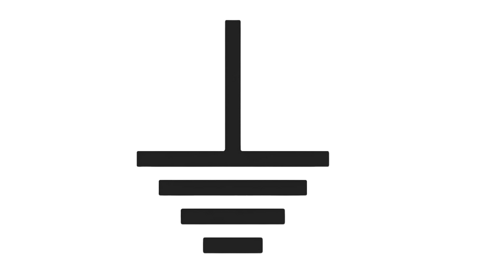 Electrical earthing symbol on a black background