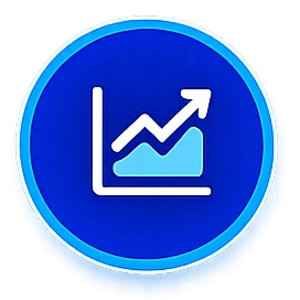 Line graph icon showing growth within a blue circle