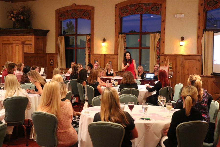 Dianne James speaking at the Barrington Junior Women's Club
