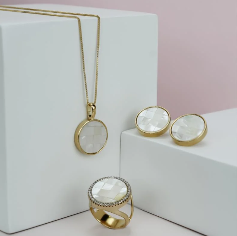 Miniatura: Anel em madrepérola mosaico