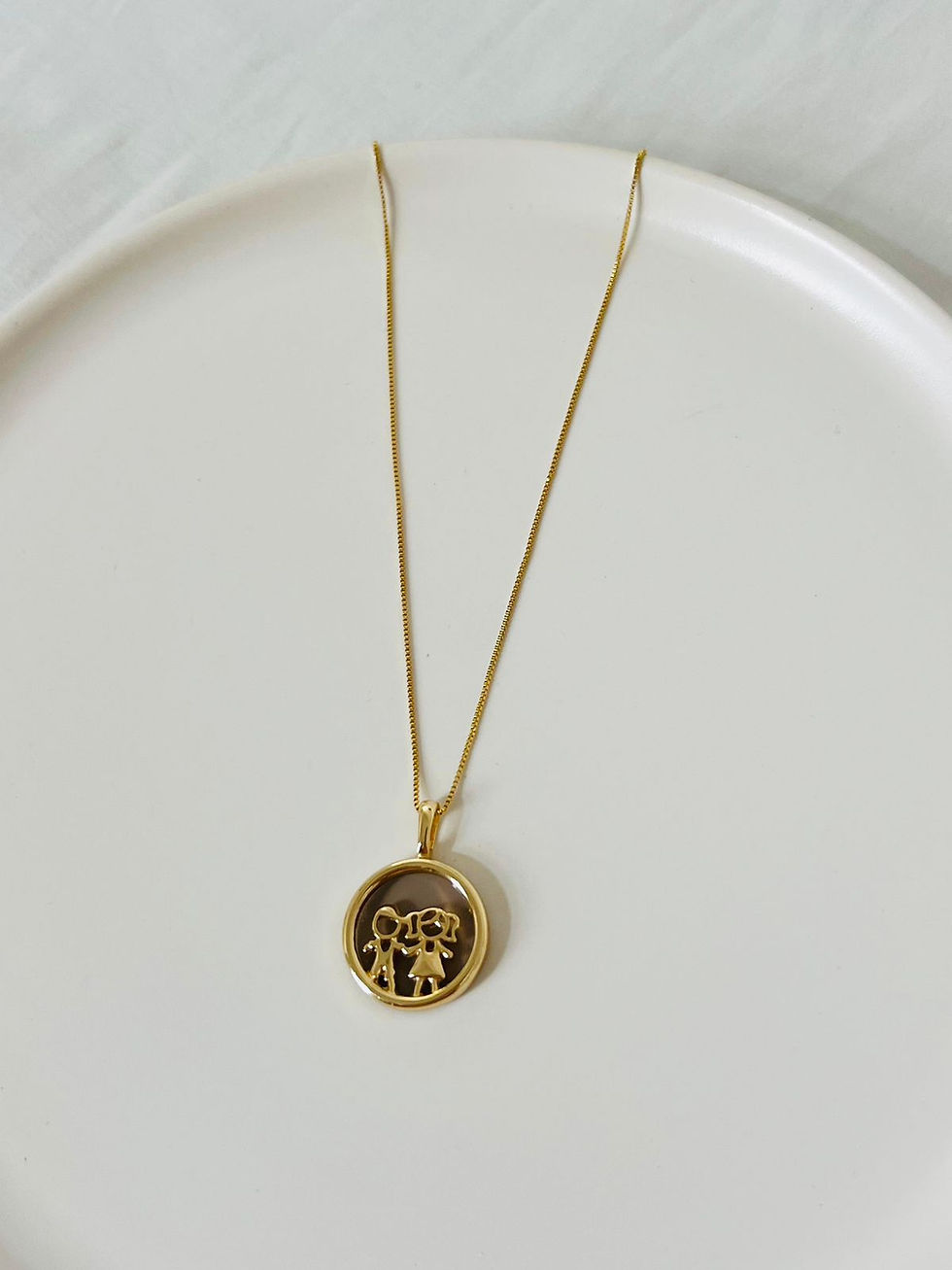 Miniatura: Pingente em Obsidiana Fumê - Menina e Menino