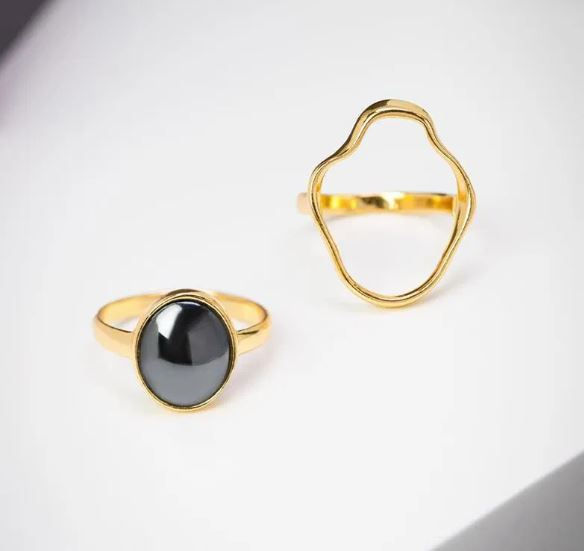 Miniatura: Anel  duplo em Hematita