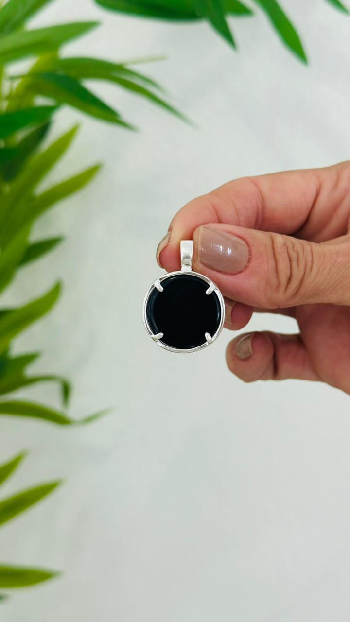 Miniatura: Pingente Árvore da Vida em Ródio - Ágata Preta