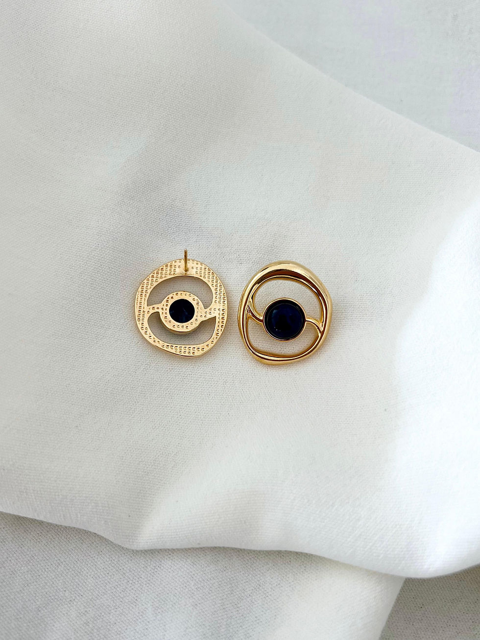 Miniatura: Brinco Dourado em Sodalita Eclipse