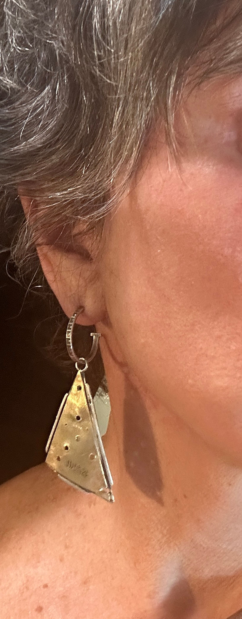 Thumbnail: Mixed metal Hoop and Dangle Earrings