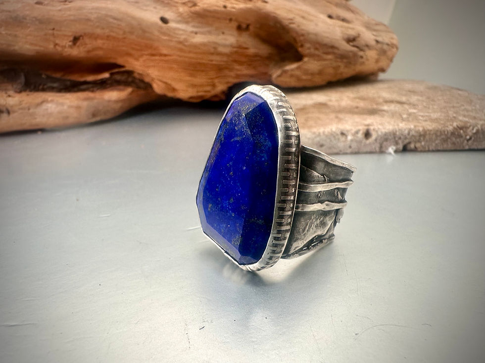 Thumbnail: Faceted Lapis Lazuli sterling silver ring