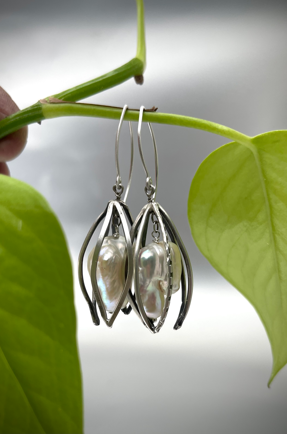 Thumbnail: Pearl Flower Sterling earrings