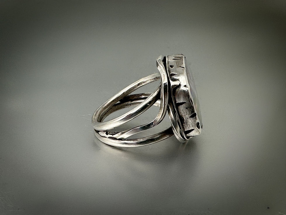 Thumbnail: Square Freshwater Pearl Ring in fine and sterling silver