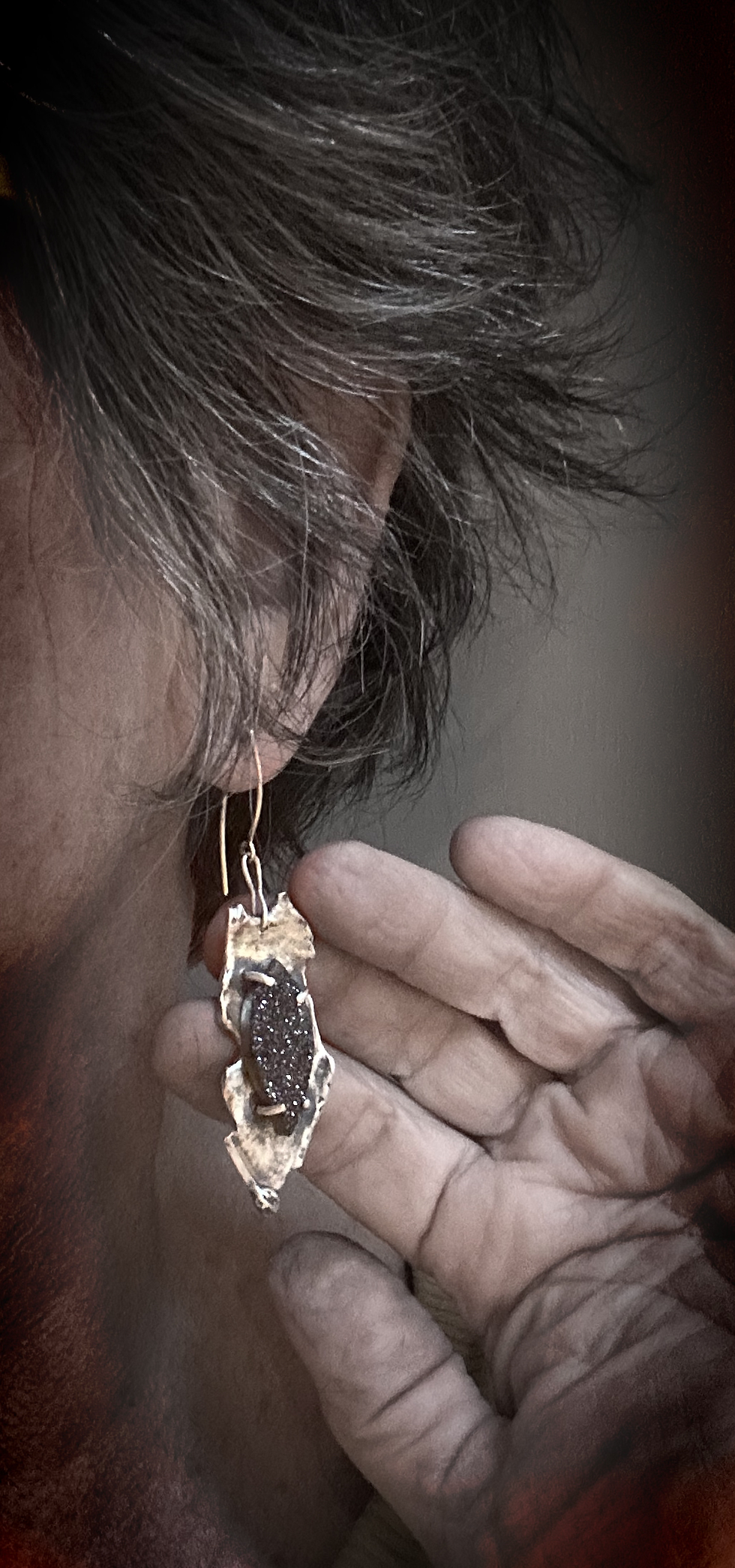 Thumbnail: Relic Sparkle Drusy and Sterling Dangle Earrings