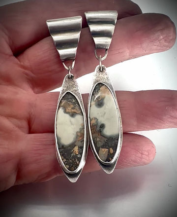 Thumbnail: Maligano Jasper and sterling silver post and dangle Earrings