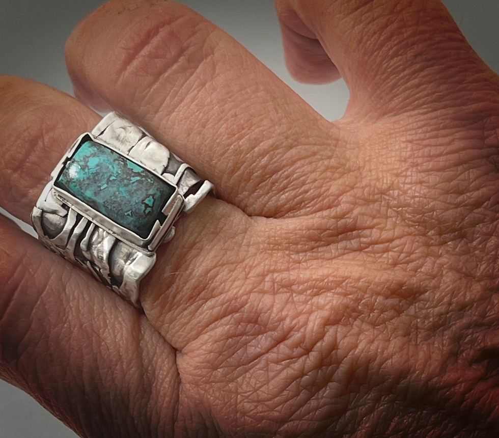 Thumbnail: Sterling silver square turquoise Ring