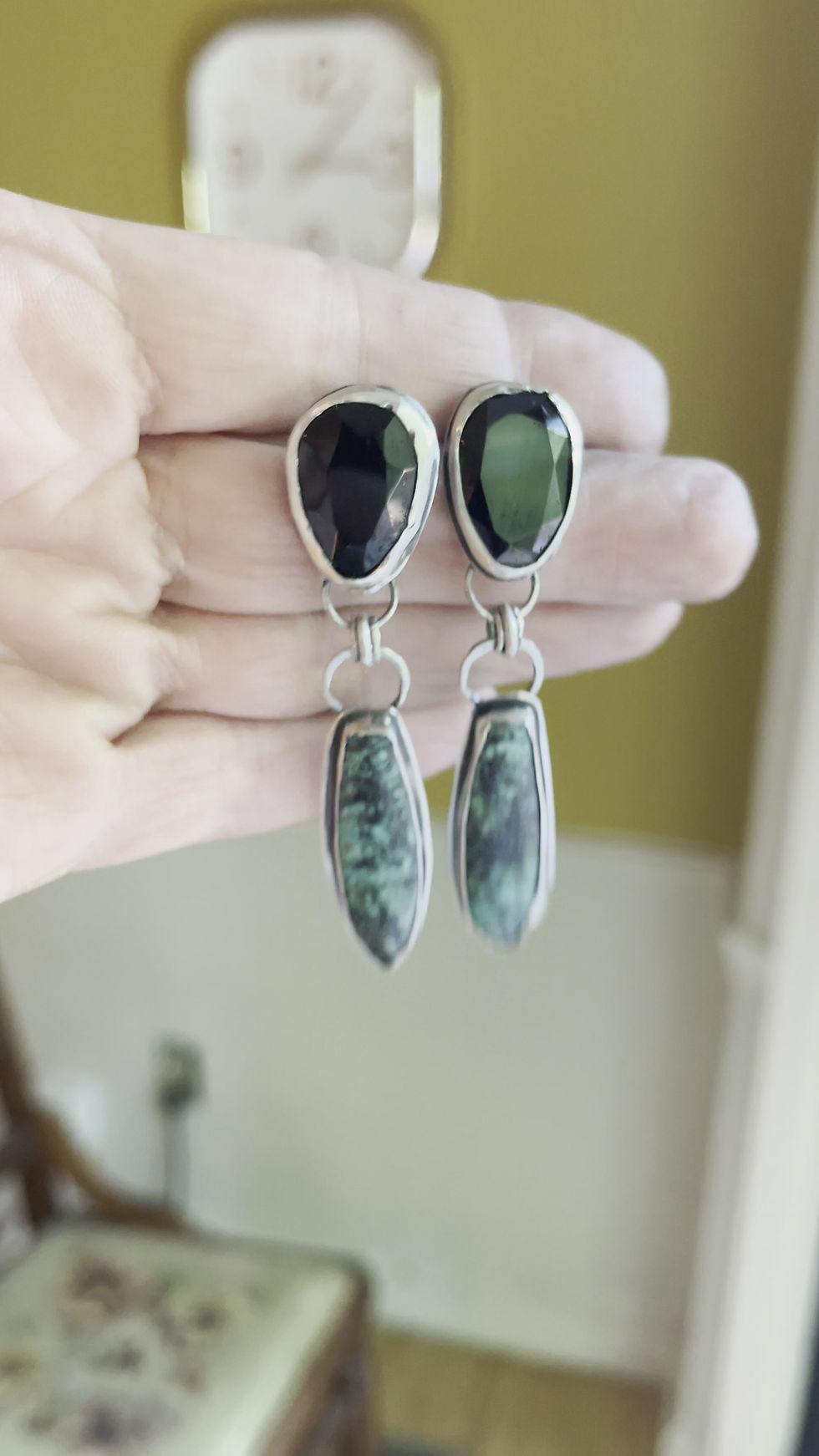 Thumbnail: Beyond Sexy Series Earrings Black Spinel and African Turquoise