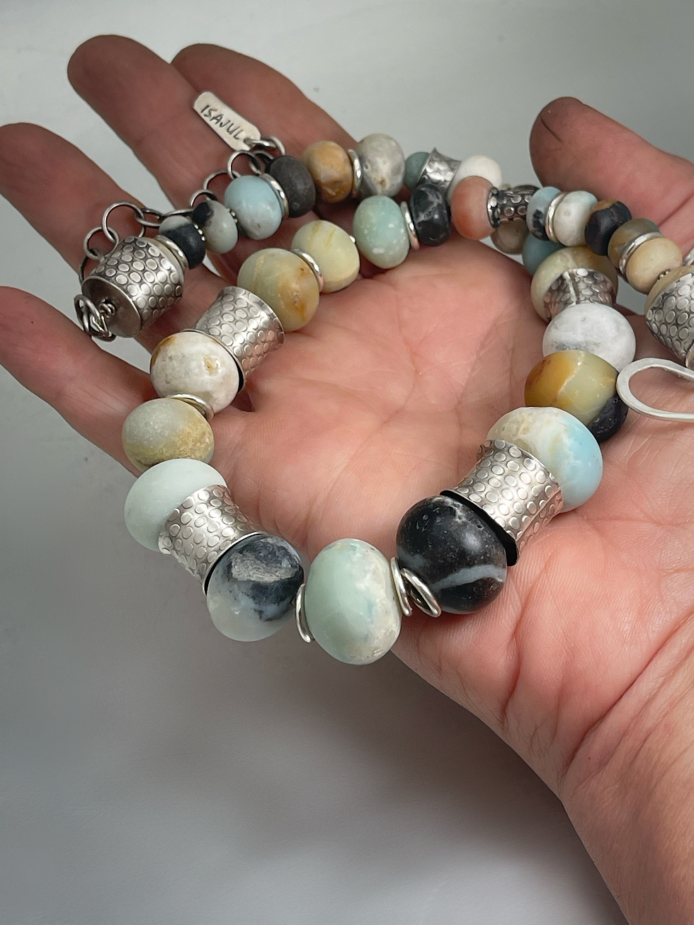 Thumbnail: Windswept II Amazonite and Sterling adjustable Necklace