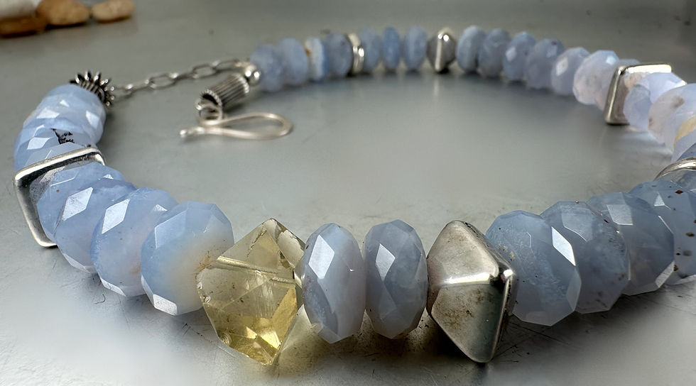 Thumbnail: Blue Lace Agate and Sterling Necklace