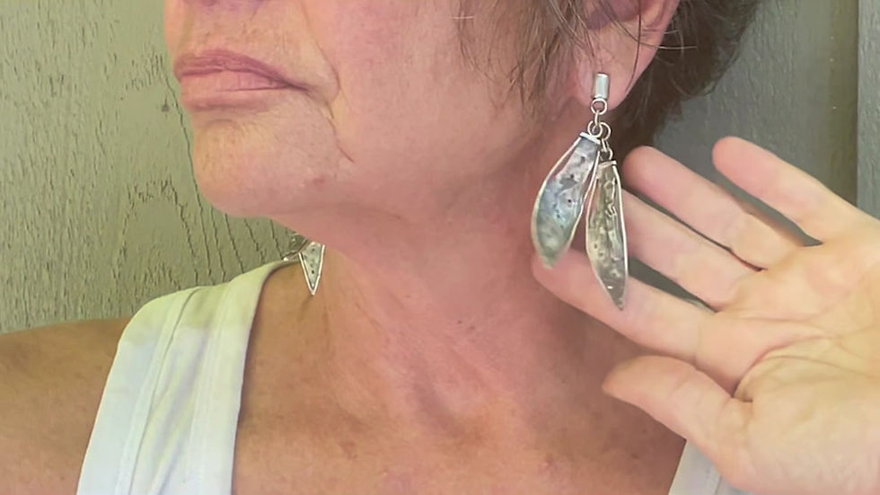 Thumbnail: Funky Artist abstract leaf or feather Post and Dangle earrings
