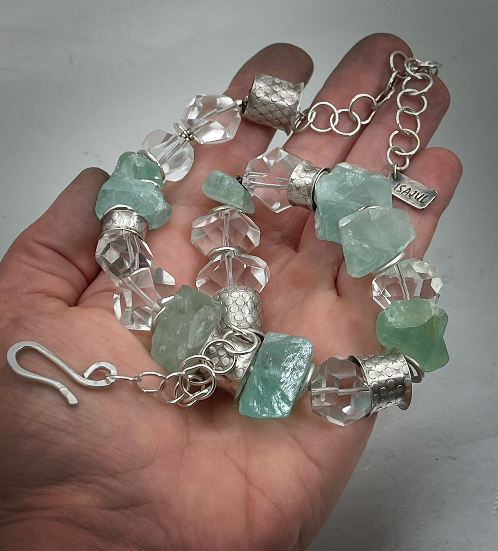 Thumbnail: Recycled glass, Quartz and Sterling necklace