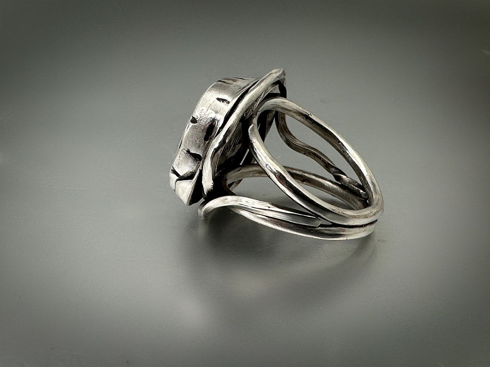 Thumbnail: Square Freshwater Pearl Ring in fine and sterling silver