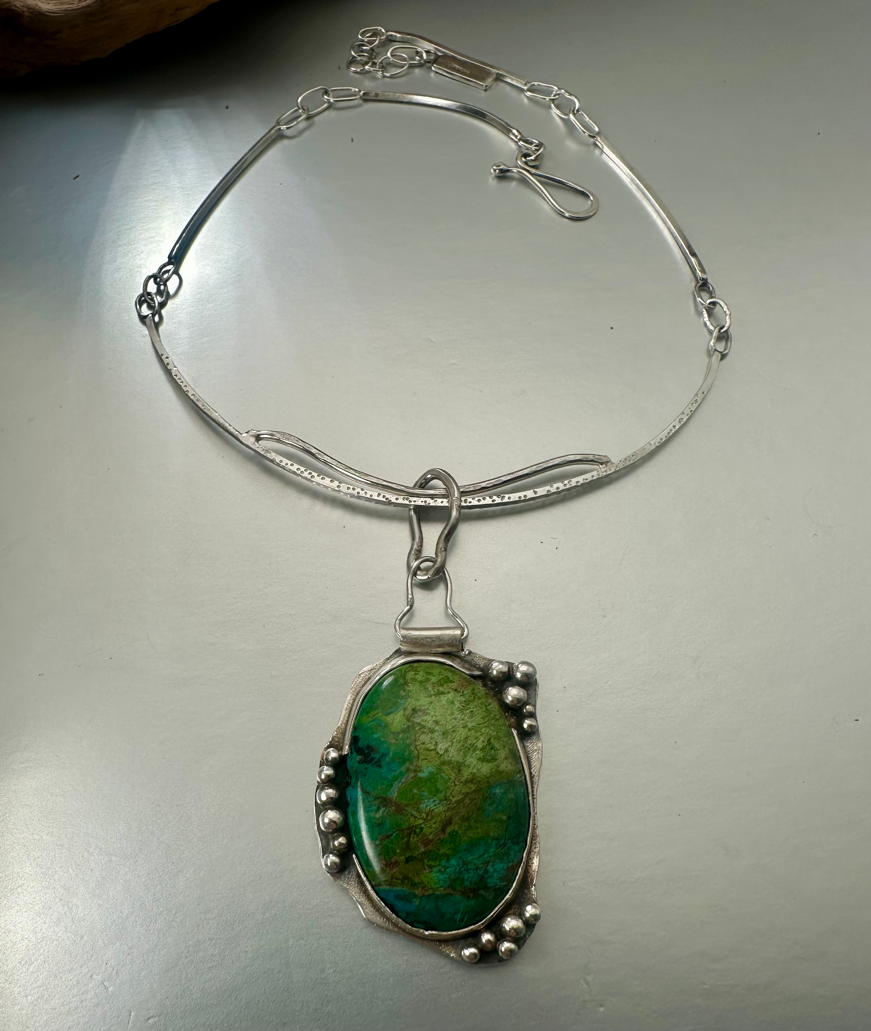Chrysocolla and Sterling Silver Pendant and choice of chain