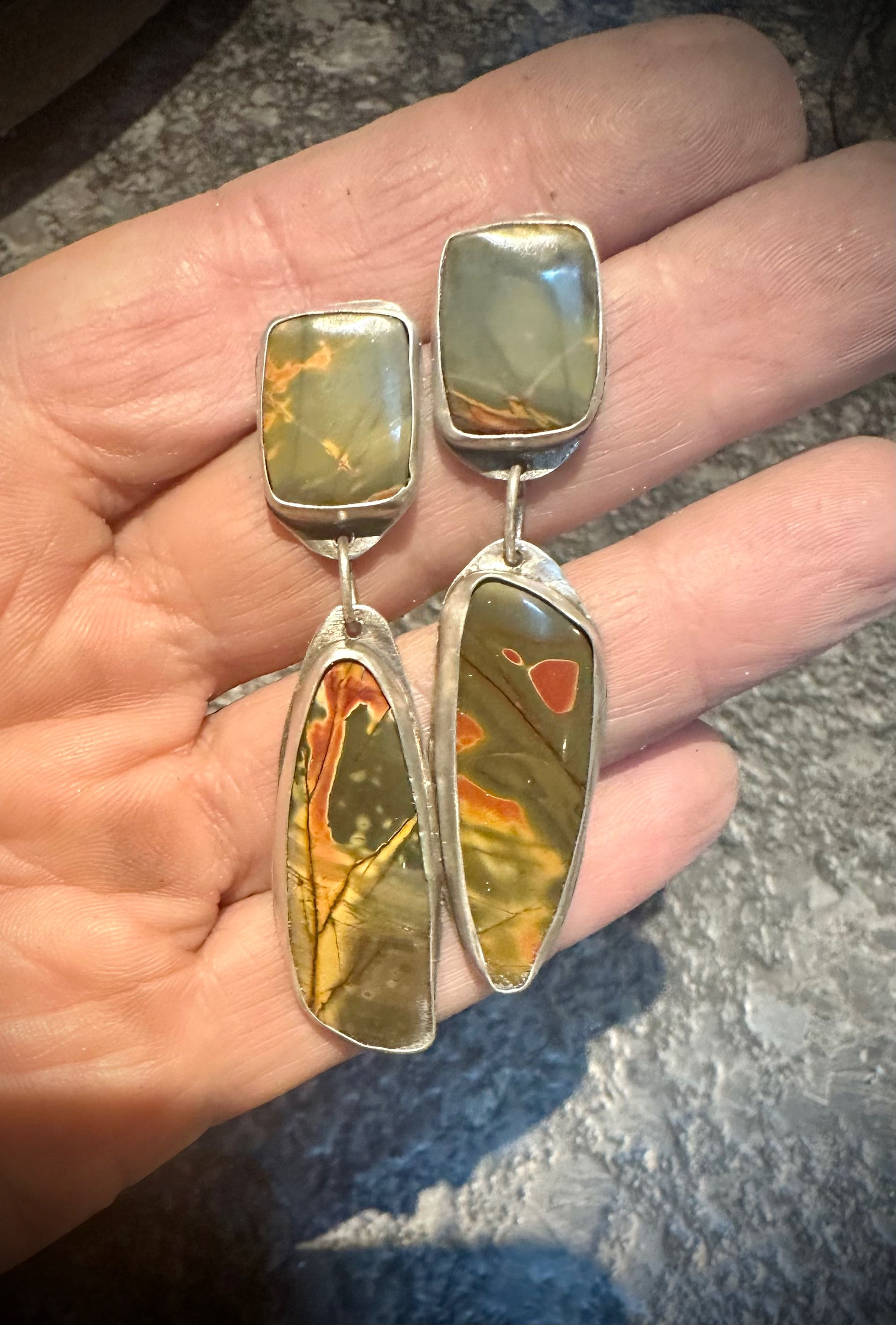 Red Creek Jasper post and dangle earrings