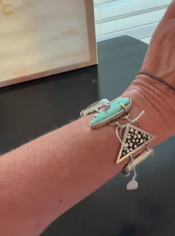 Thumbnail: Turquoise and Silver Moonstone Bracelet